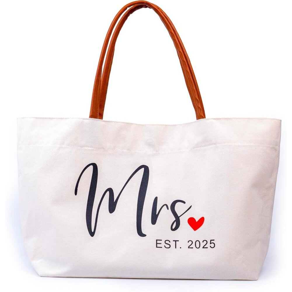 Elegant Mrs Tote Bag Est. 2025 – Versatile Gift for Weddings, Honeymoons & More